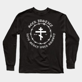 Micah 6:8 Seek Justice Love Mercy Walk Humbly Metal Hardcore Punk Pocket Long Sleeve T-Shirt